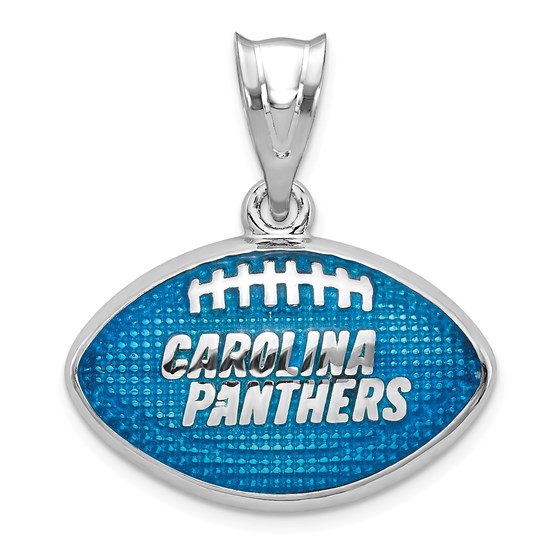 Sterling Silver Carolina Panthers Enameled Football Pendant Sterling Silver Carolina Panthers Enameled Football Pendant